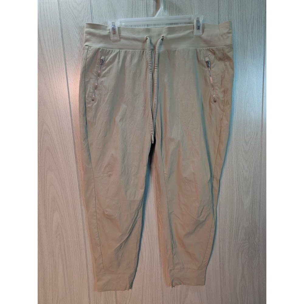 Athleta Womens Trekkie Mid Rise Joggers Size 16 Beige Gym Athleisure Sustainable